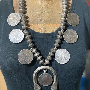 Vintage American Indian silver coin necklace